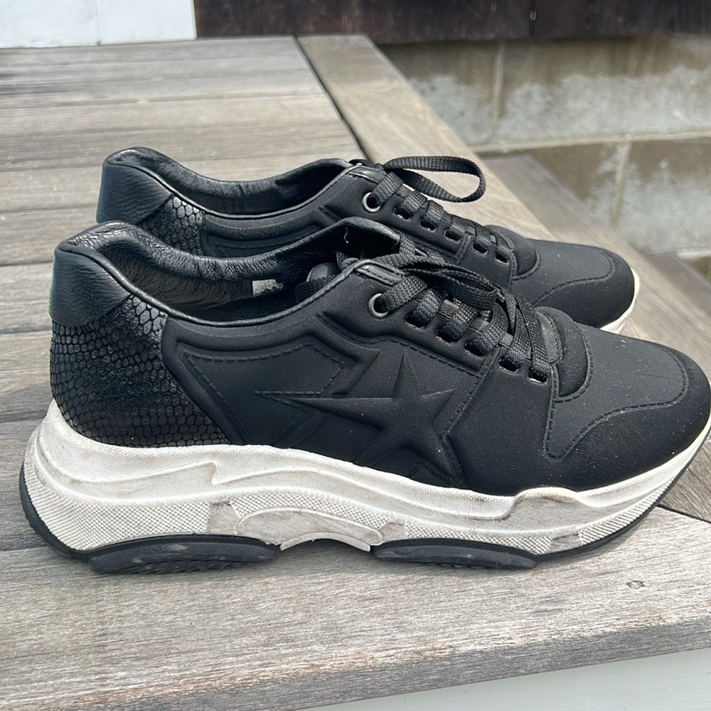 Distressed Leather Sneakers